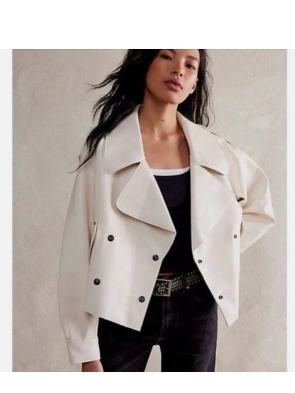Free People Alexis cropped vegan leather jacket